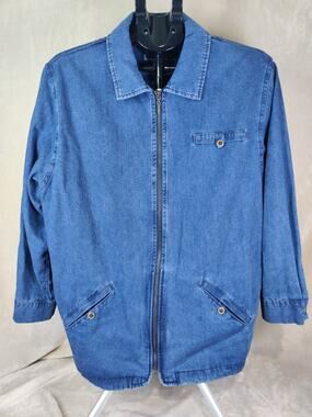 Vintage Blast Denim Jacket Women's Size Medium Blue Jean Zip Up 100% Cotton 80's